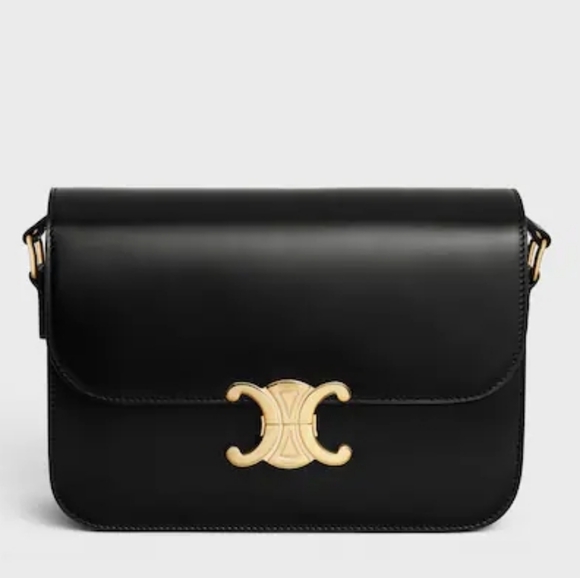 New! MSRP $4250 Authentic CELINE CLASSIQUE TRIOMPHE BAG IN BLACK Shiny Calfskin - Picture 11 of 16